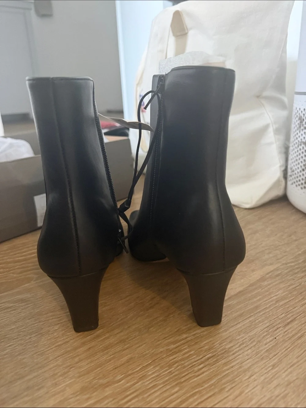 LOFT Black Leather Ankle Boots NWT